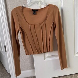 Forever 21 Tan Ribbed Crop Top